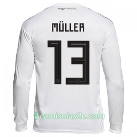 Camisolas de Futebol Alemanha Muller 13 Equipamento Principal Copa do Mundo 2018 Manga Comprida